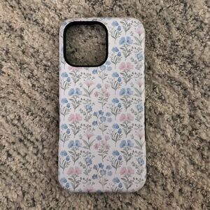 Floral iPhone 15 Pro Max Case - White and Pink